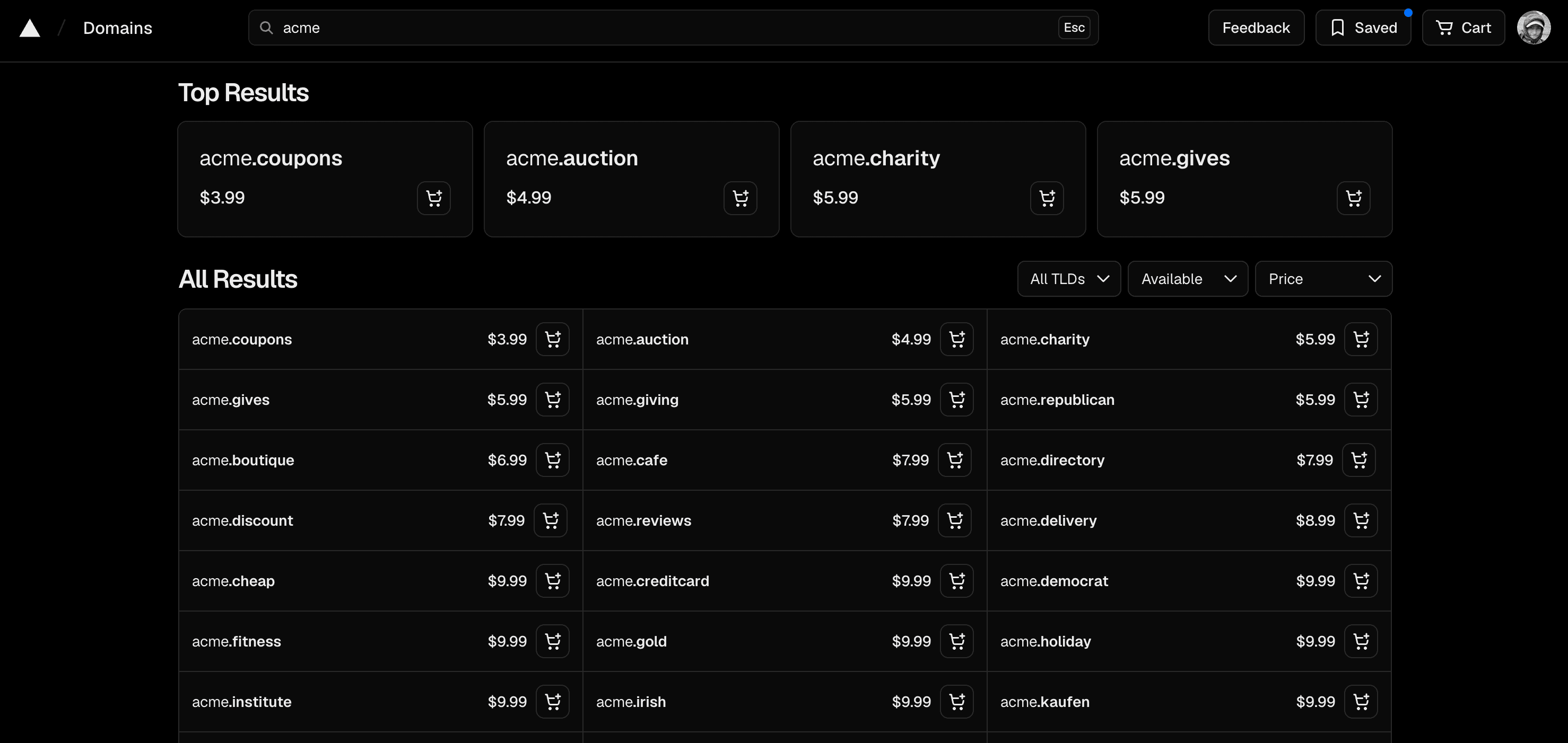 domains sort dark mode